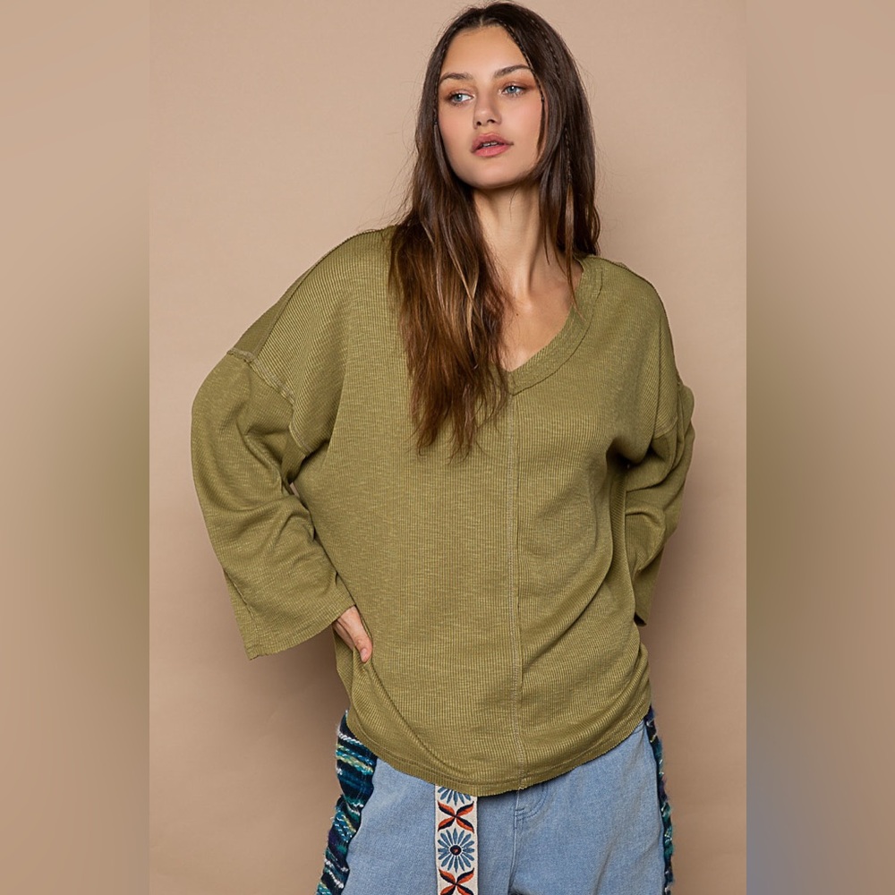 #219 Sale! 🥳E12 POL Ribbed long sleeves top